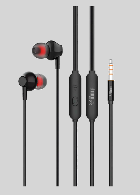 Asta WOLF STRING 2.0 3.5mm Jack Wired Earphones | High Bass Sound, 10mm Driver, Tangle-Free Tough Wire (1.2m), In-Line Play/Pause & Volume Controller â€“ Durable 35mm Jack Earphones